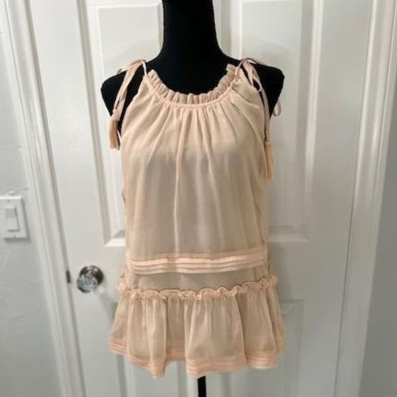 Leilana Ruffled Feminine Halter Top in Peach from Anthropologie – Size Medium - Picture 5 of 8